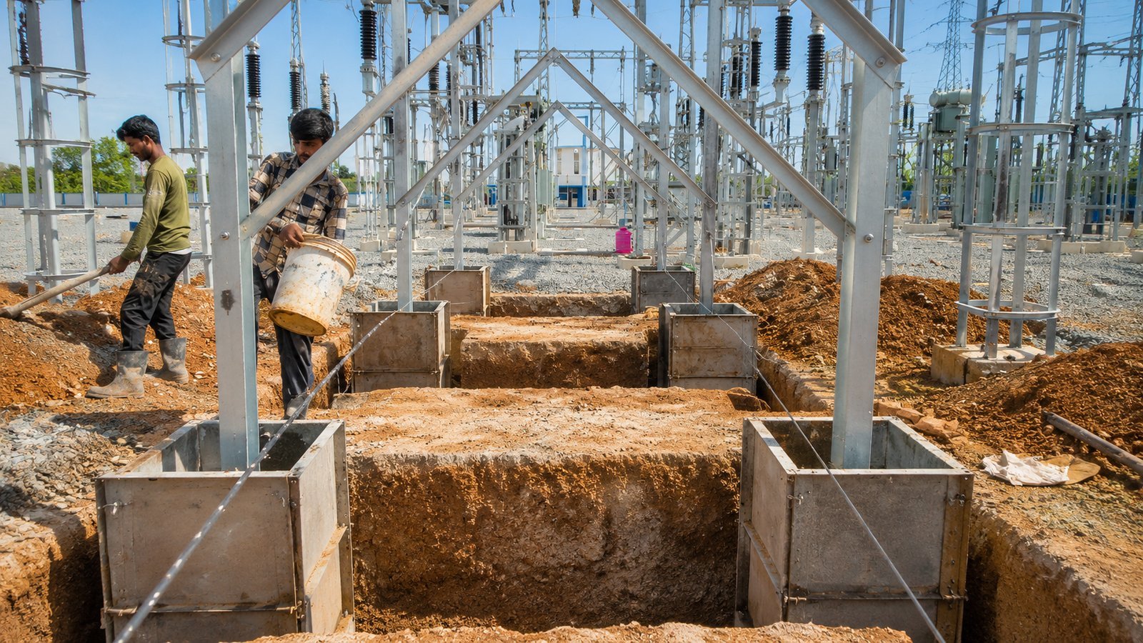 Substation foundation and structural works