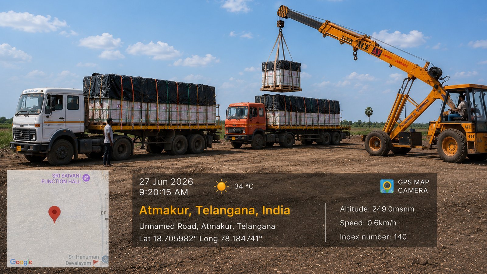 Material handling and site logistics at Atmakur, Telangana